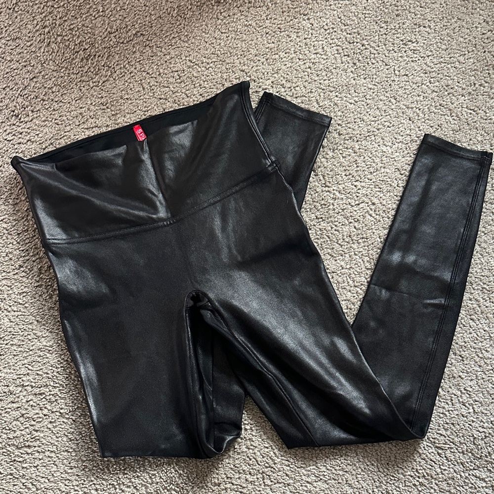SPANX Faux Leather Black High-Rise Leggings